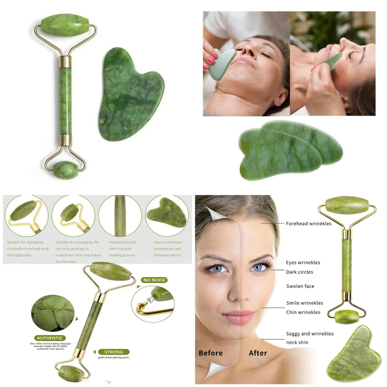 Flawless Jade Roller With Stone (Marble) Good Quality