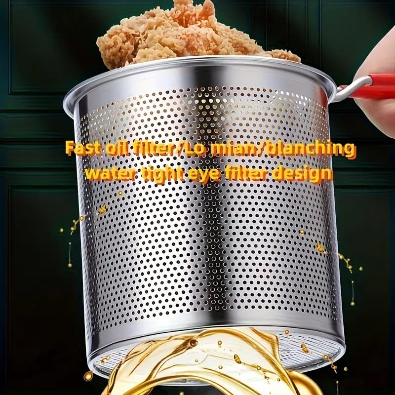 Stainless Steel Deep Frying Pot With Strainer Basket