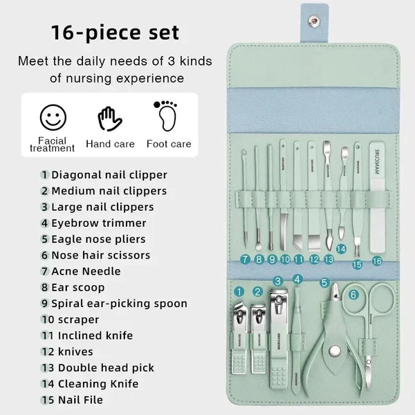 16 Pcs Menicure & Pedicure Set