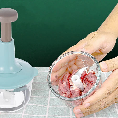 Manual Meat & Vegetable Food Chopper – Push-Down Design