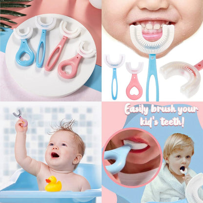 Pack of 3 Baby Kids U-Shaped Soft Silicone Toothbrush
