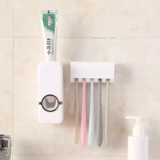 Toothpaste Dispenser & Toothbrush Holder Set