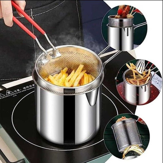 Stainless Steel Deep Frying Pot With Strainer Basket